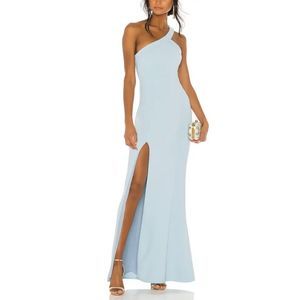 NBD Maxi Dress Medium Tiffany Blue Evan Gown Prom Bodycon One Shoulder